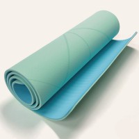 Tapis écologique idéal pour le yoga et le pilates en bleu - Dimensions : 183 x 68 x 0,8 cm (Sac de transport inclus)